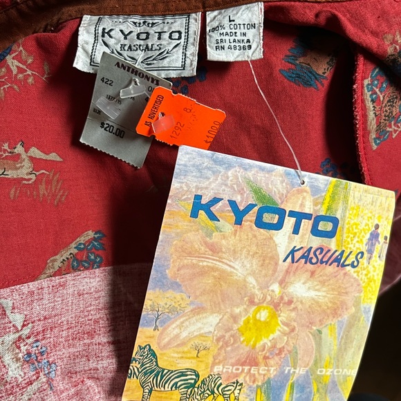 Kyoto Kasuals • Vtg • Large • New • Red • Blouse • Deer/ Bird/ Owl Design - Picture 5 of 15